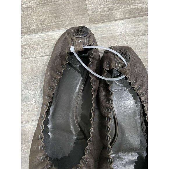 TORY BURCH EDDIE Gray Snake Print Slip On Ballet Flats Shoes Womens Sz 7 - Picture 5 of 7